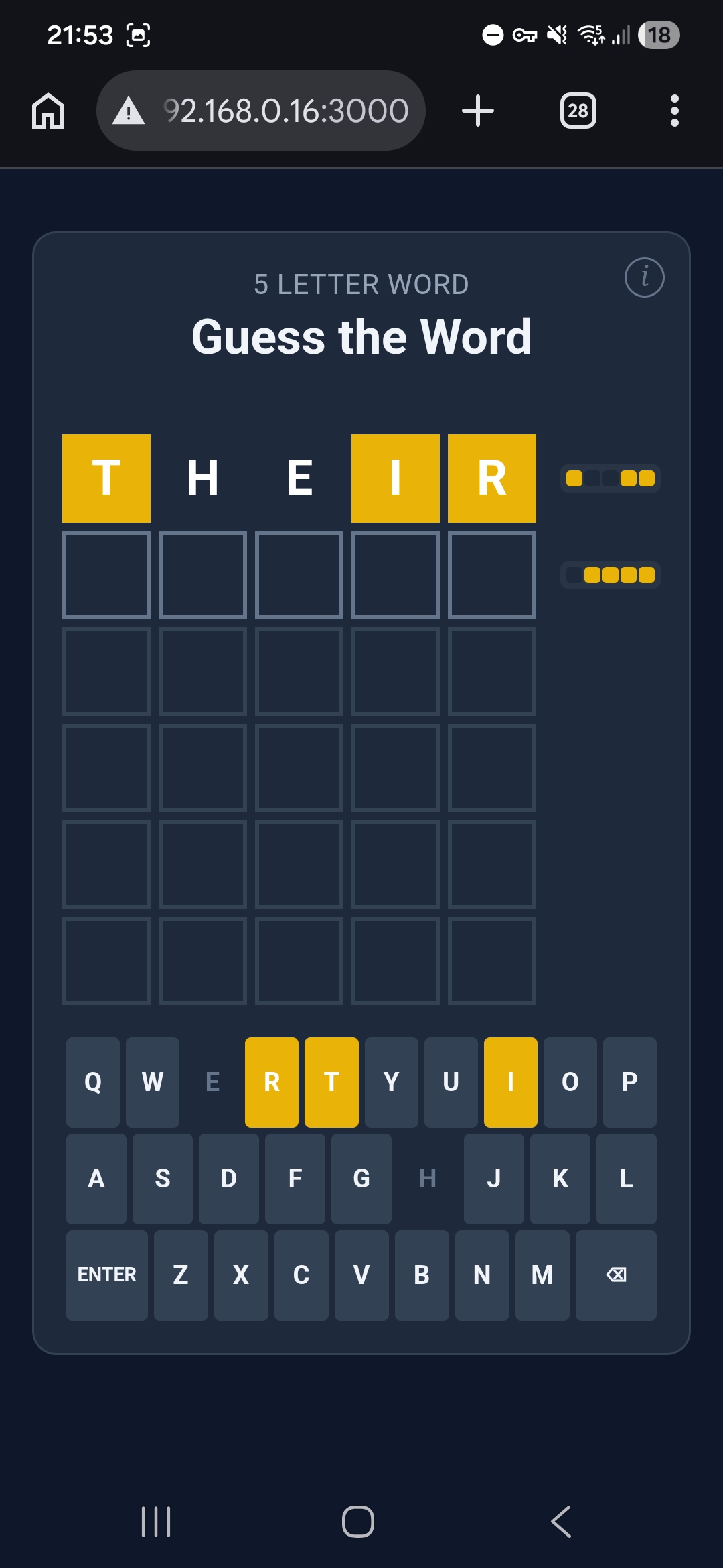 5 Letter Word — 3 yellow letters
