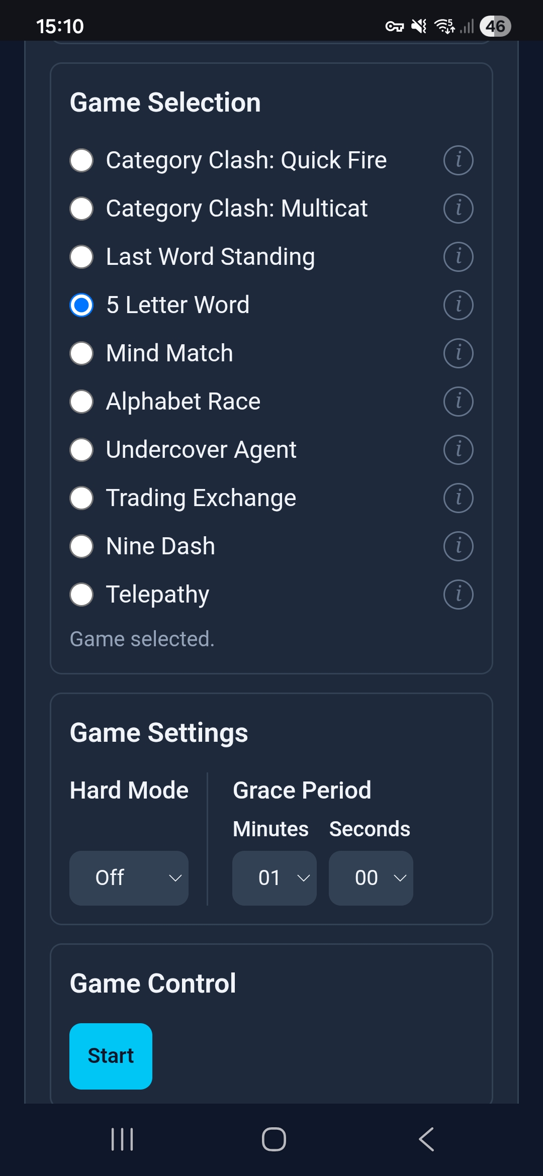 5 Letter Word admin configuration