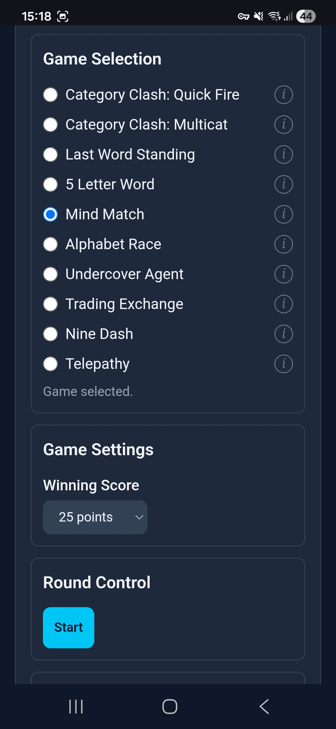 Mind Match admin configuration