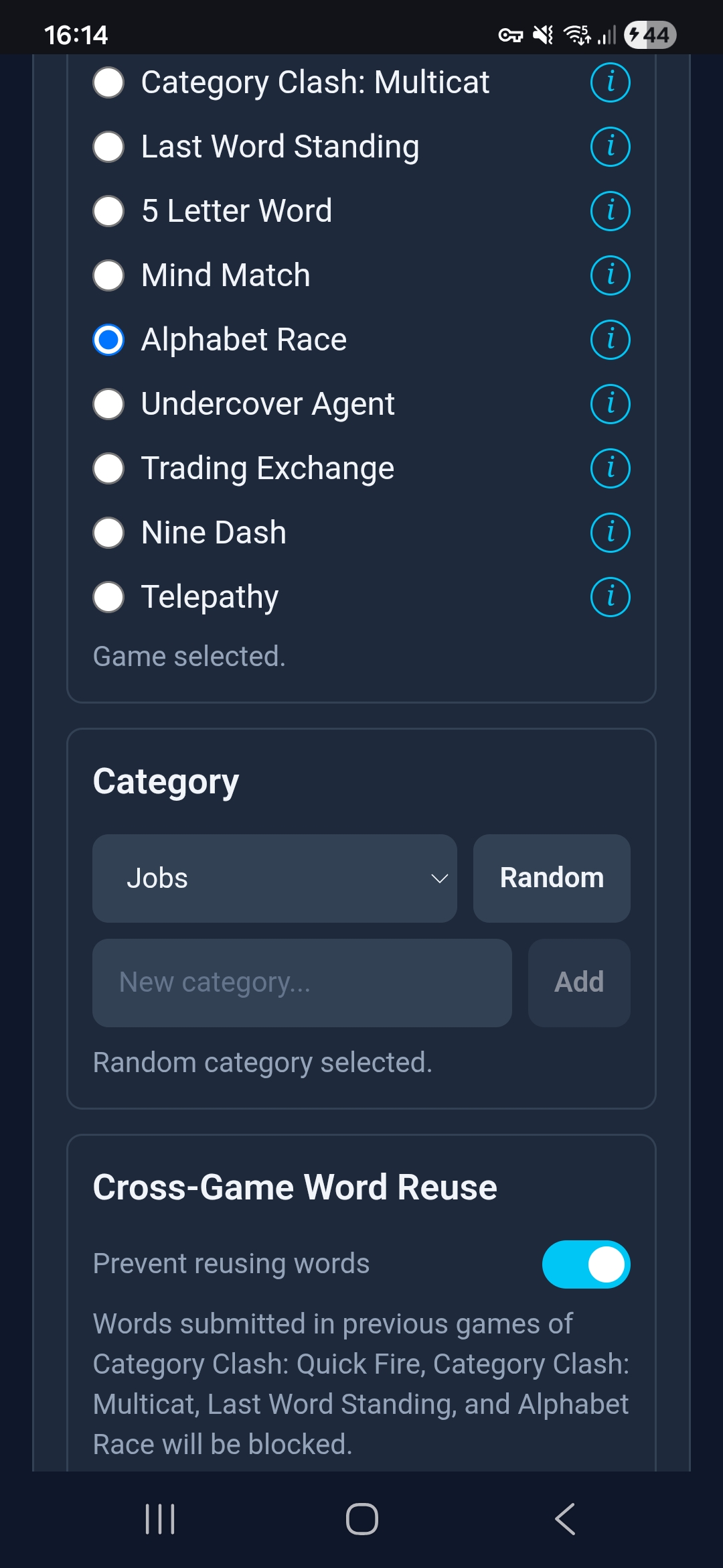 Admin cross-game word reuse toggle