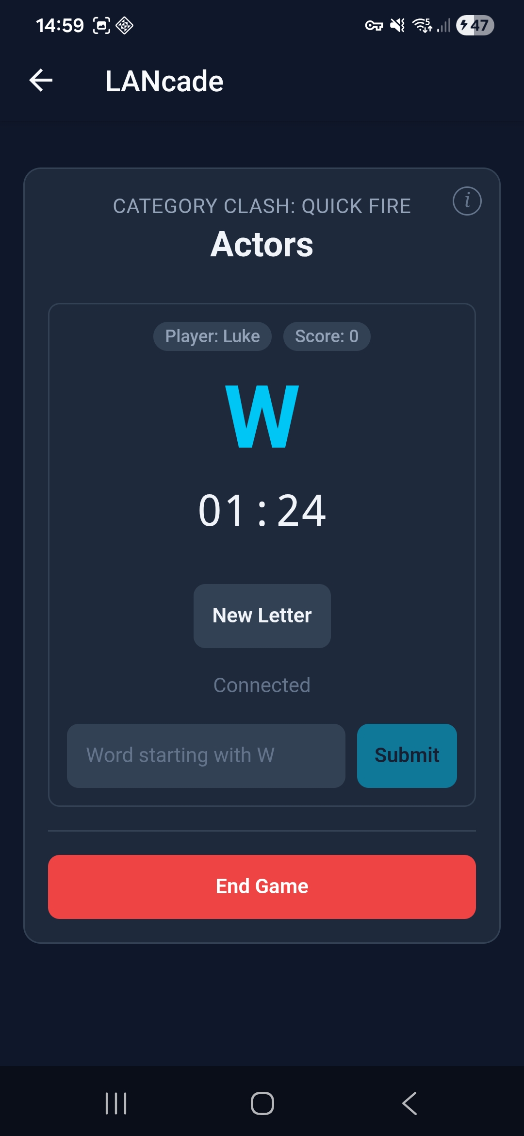 Admin in-game playing view
