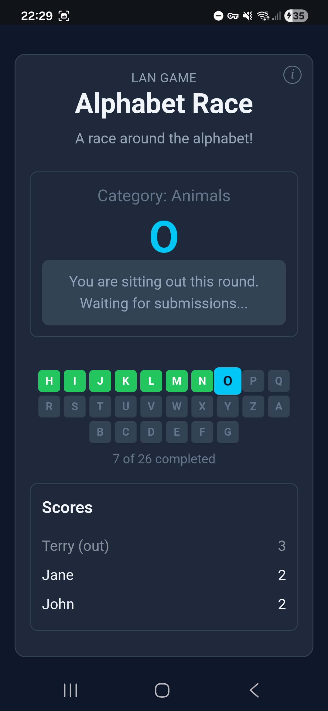 Alphabet Race — penalty for wrong word