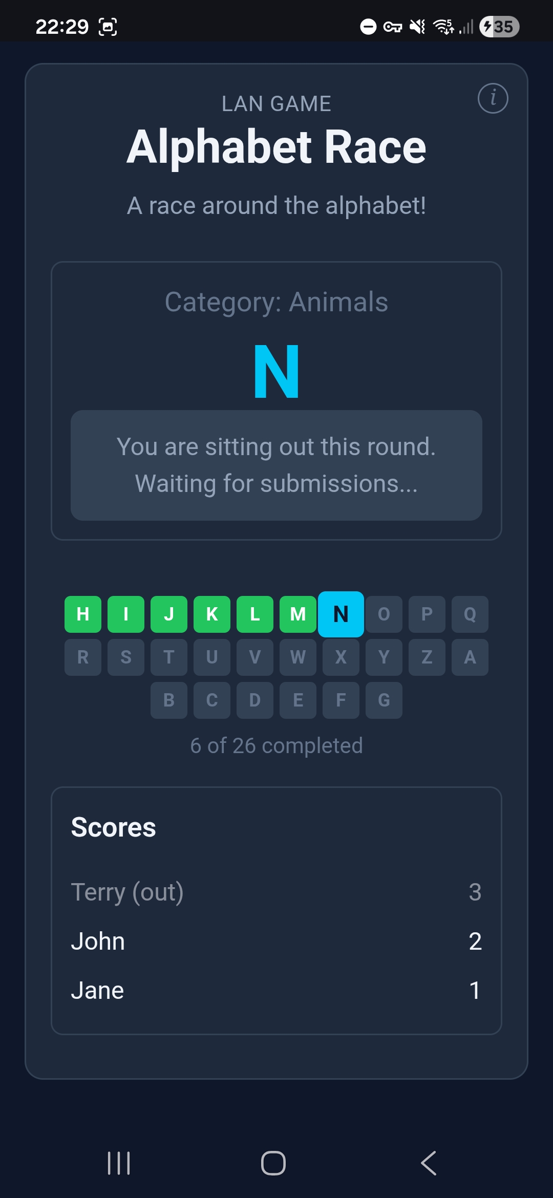 Alphabet Race — my wrong word rejected
