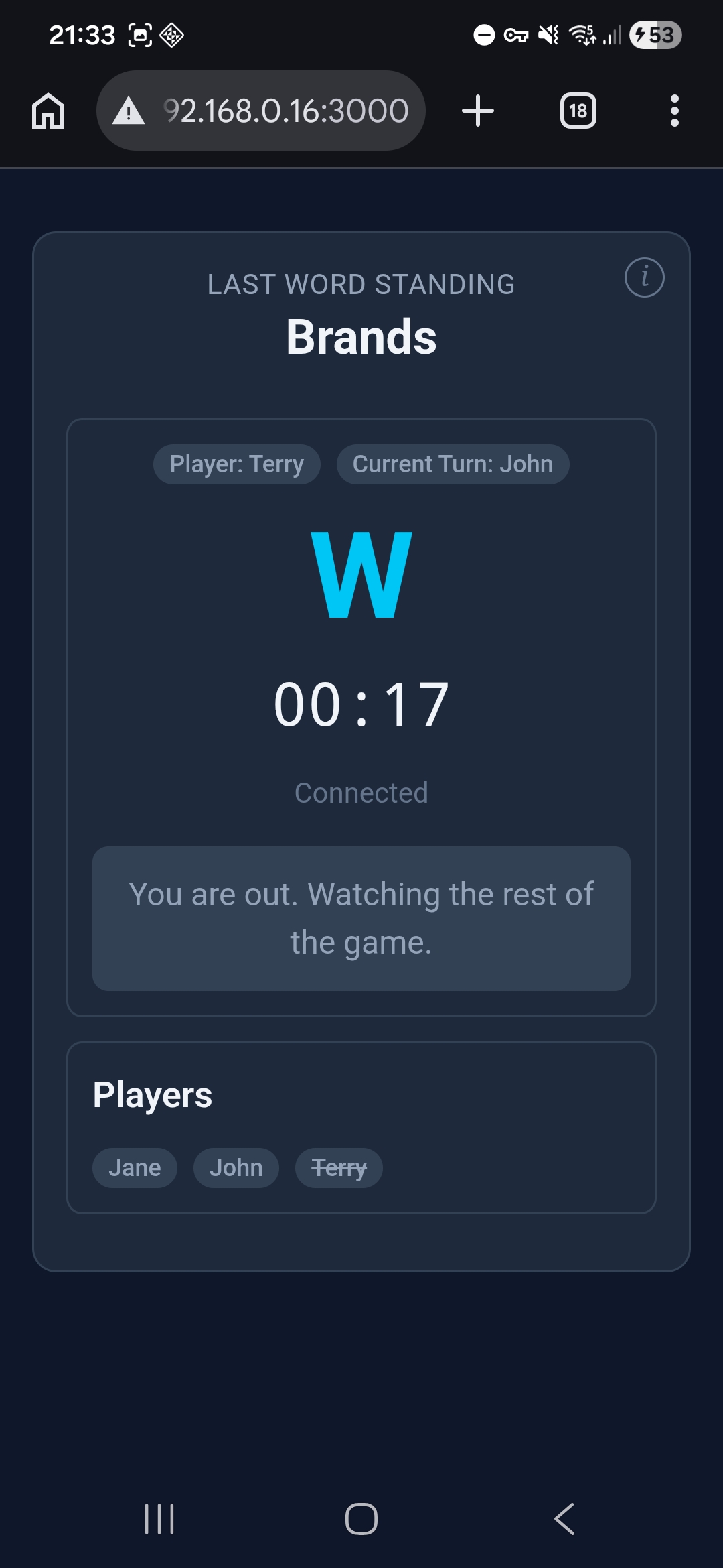 Last Word Standing — not my turn