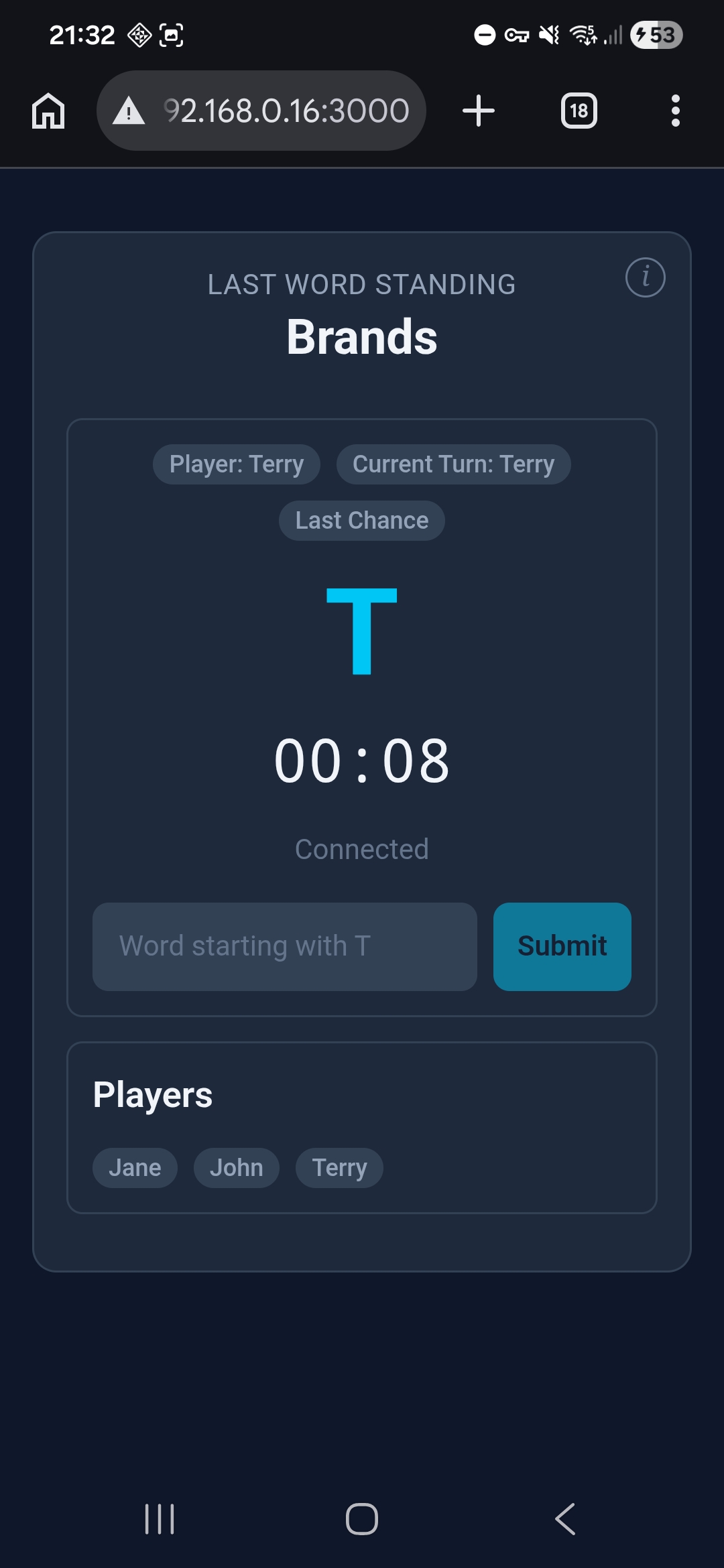 Last Word Standing — not my turn