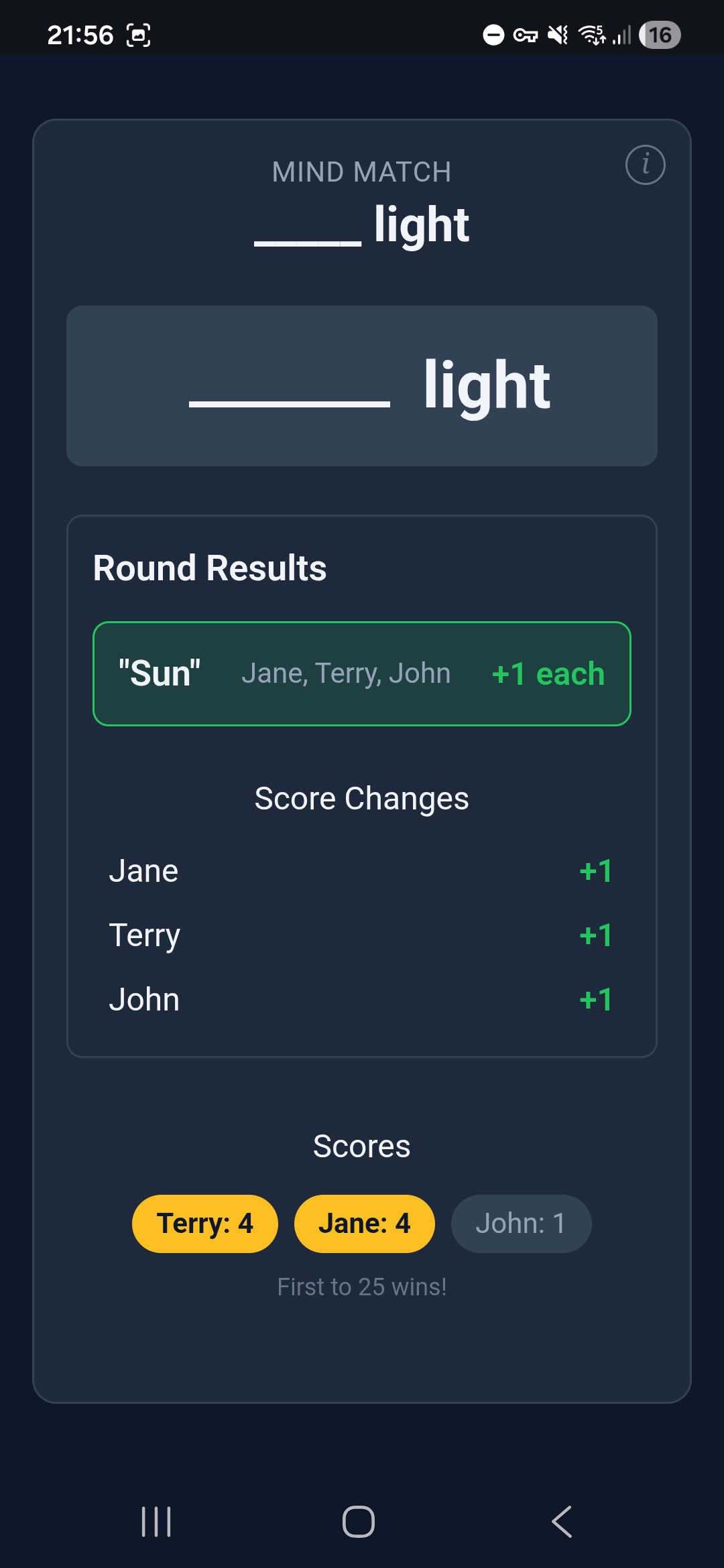 Mind Match — 1 point each for group match