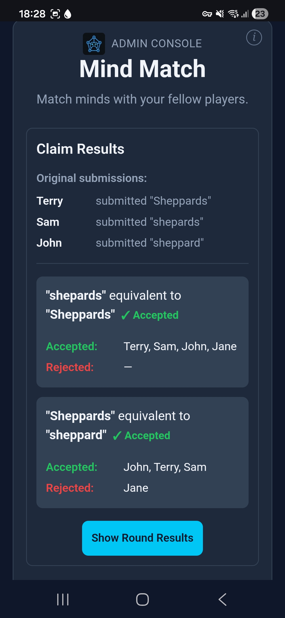 Mind Match — claim results