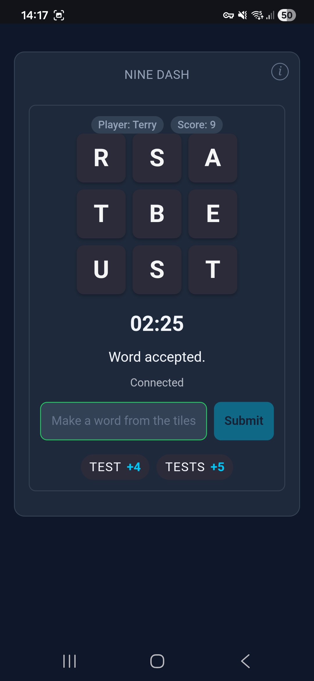 Nine Dash — 2 successful words