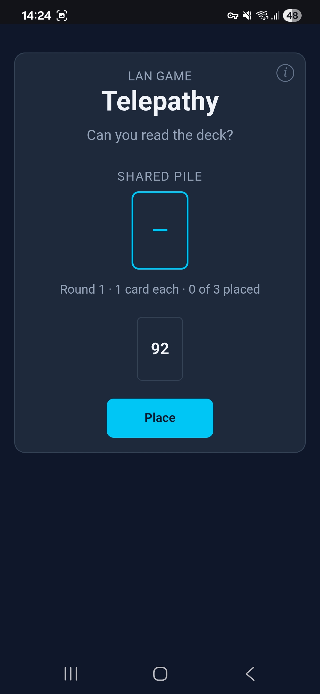 Telepathy — round 1 start