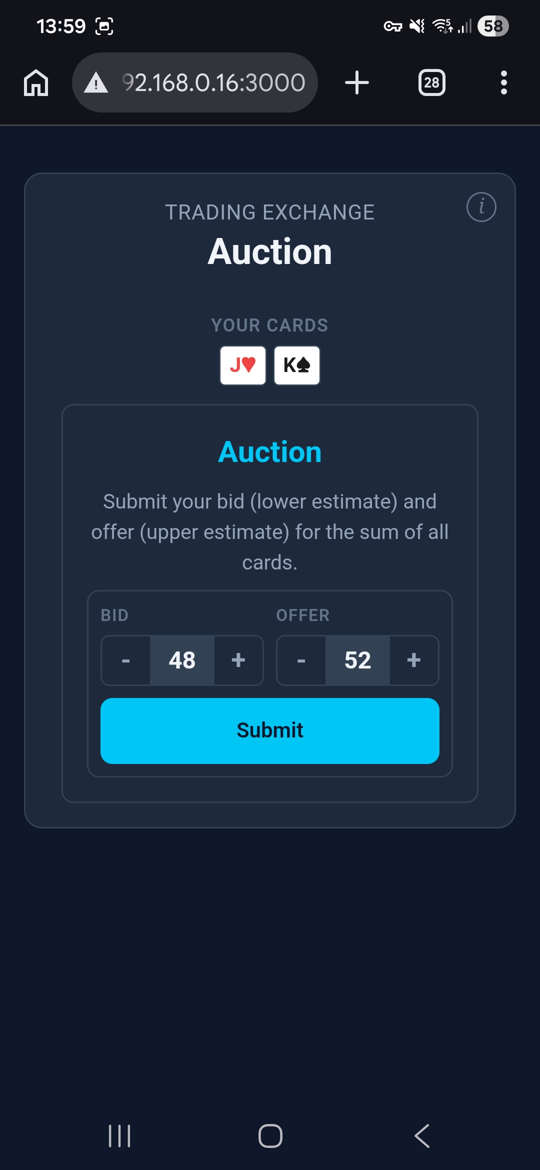 Trading Exchange — auction view