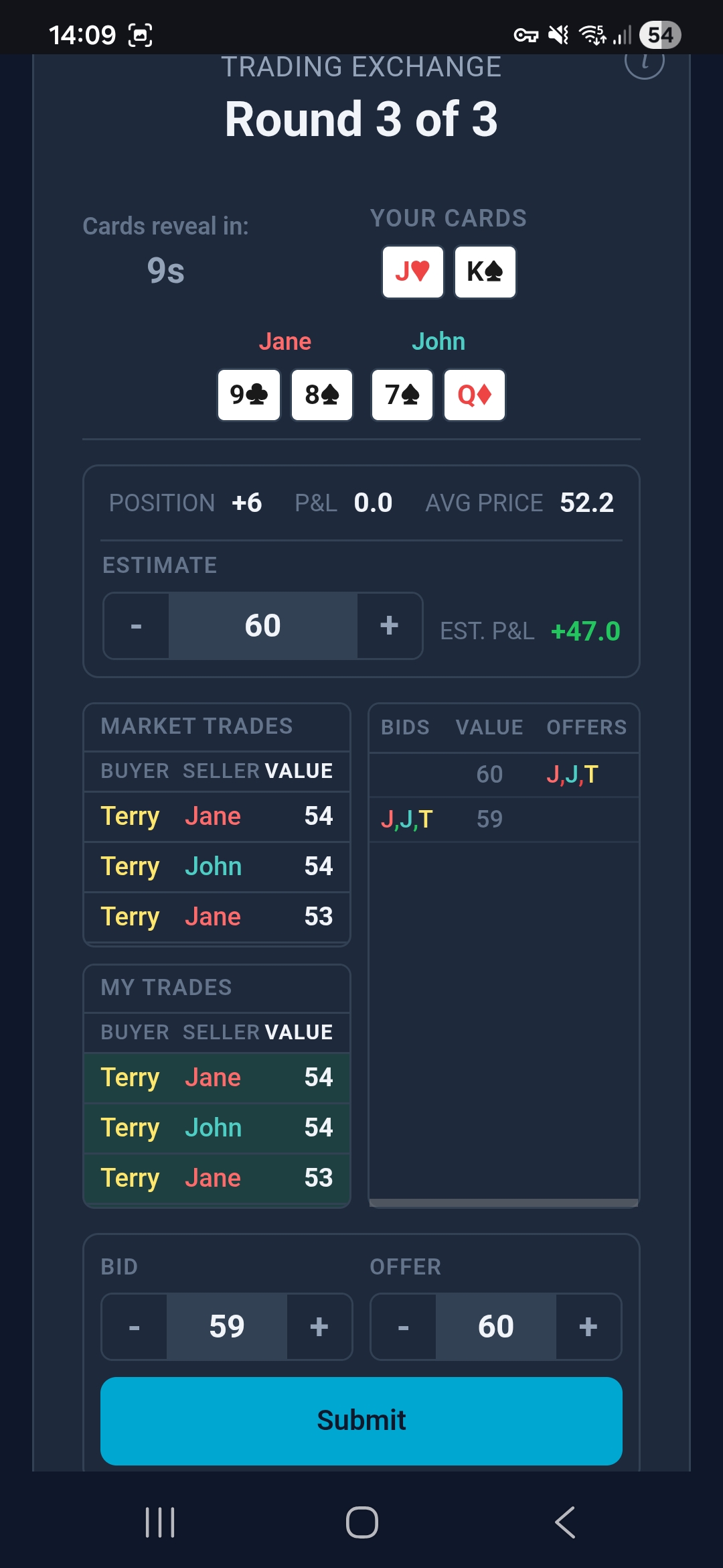 Trading Exchange — final round, market reacts