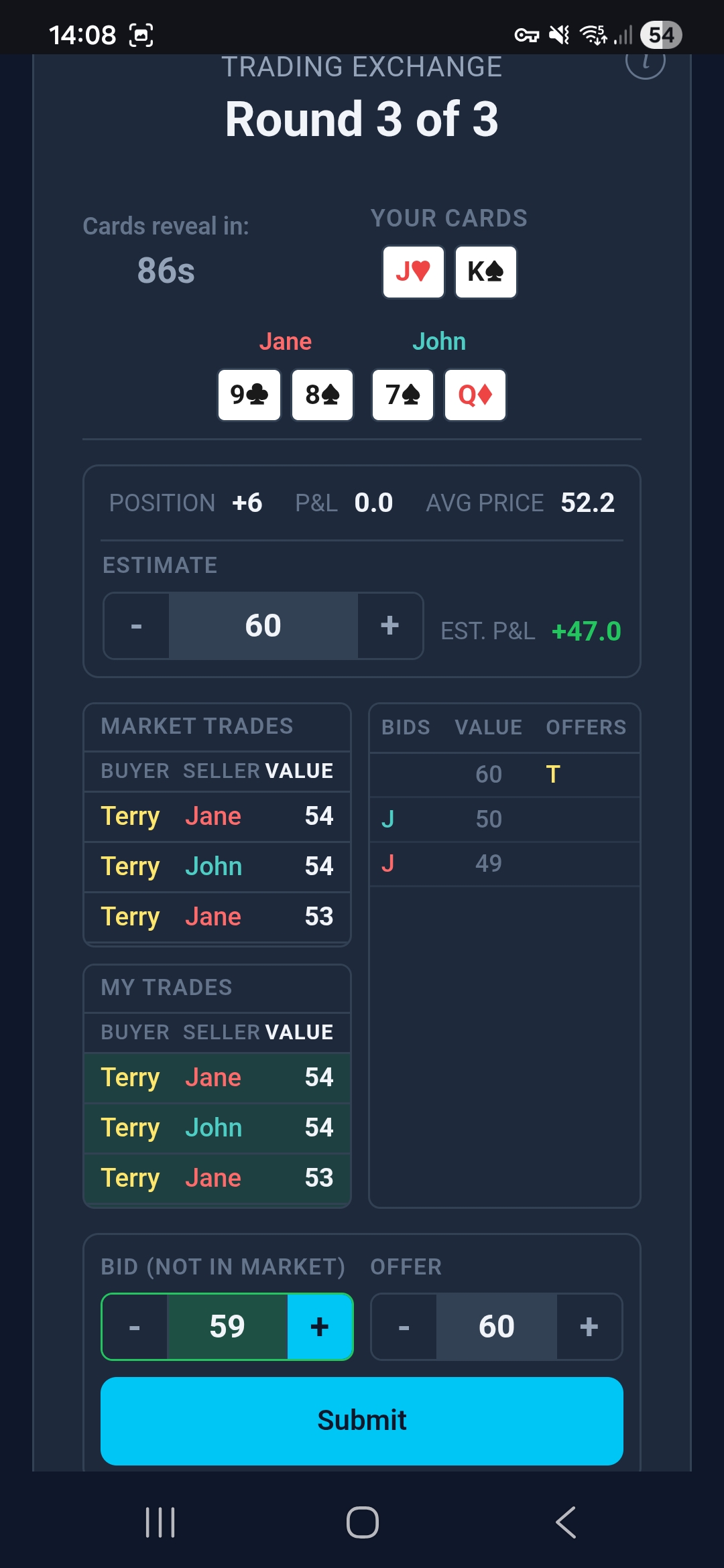 Trading Exchange — final round, updating orders with trades