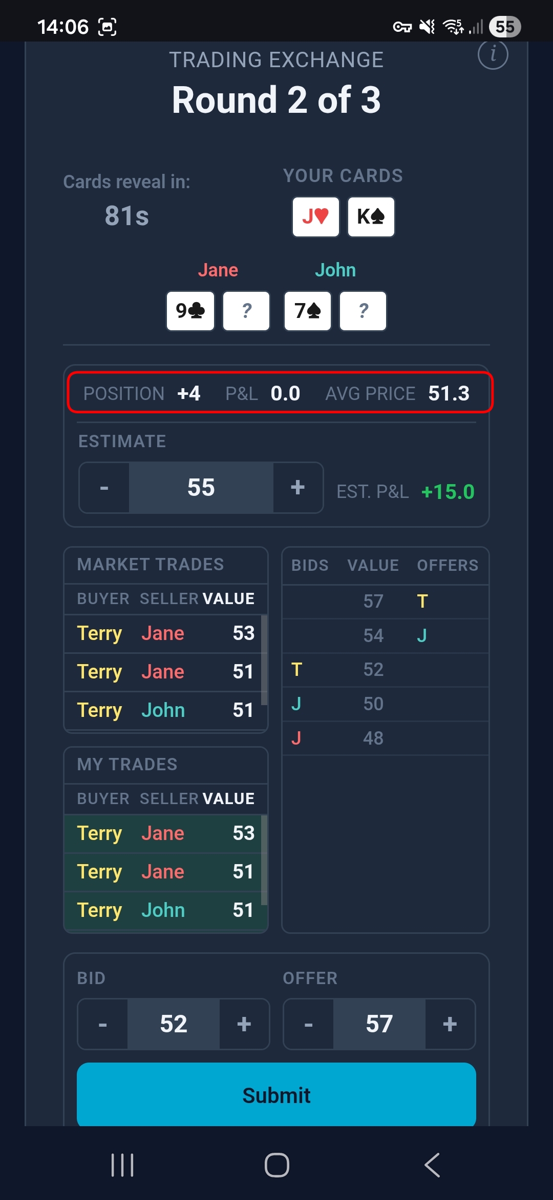 Trading Exchange — round 2, updating orders again with trades