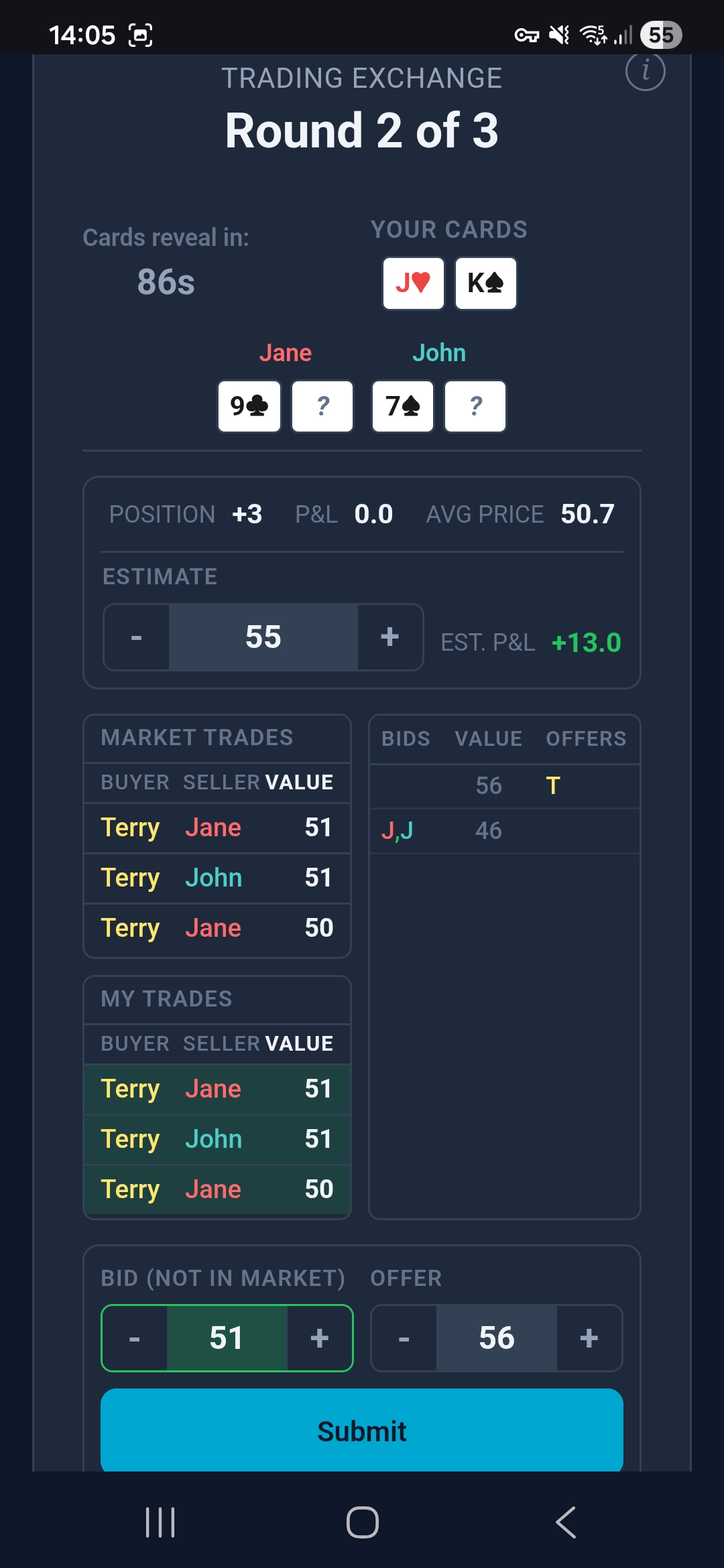 Trading Exchange — round 2, updating orders with trades