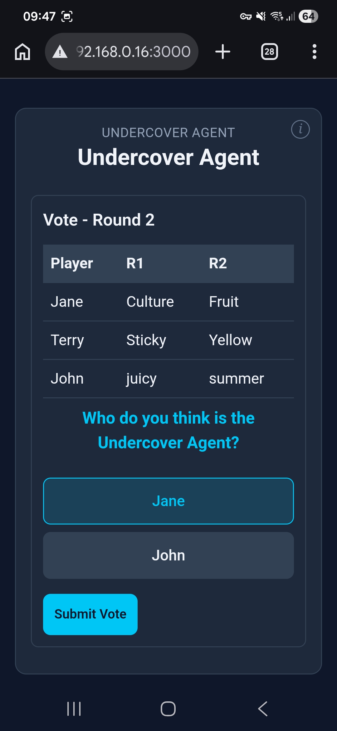 Undercover Agent — voting